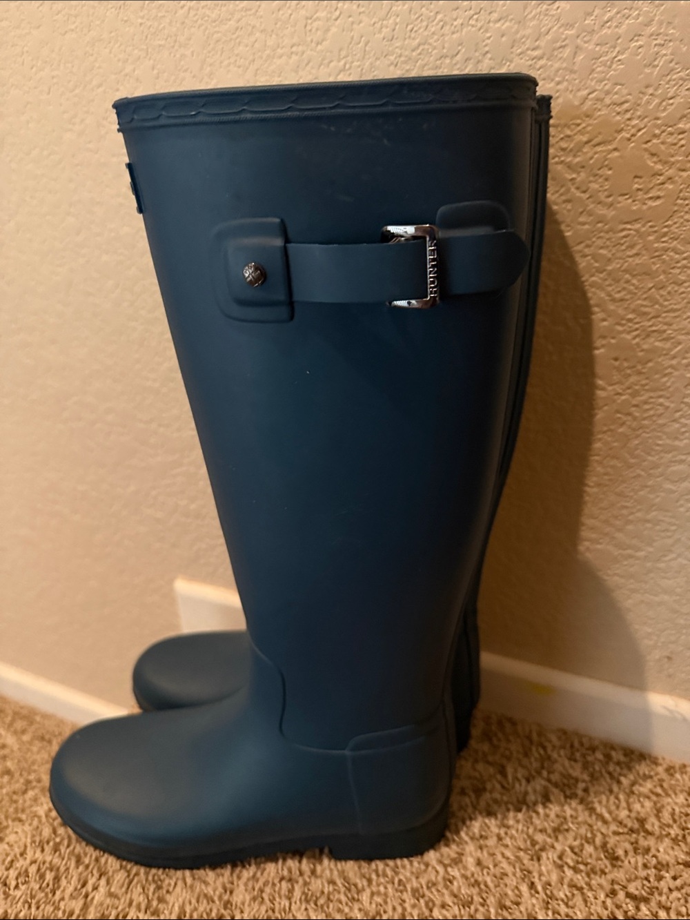 Hunter Navy Blue Tall Rain Boots - Picture 3 of 12